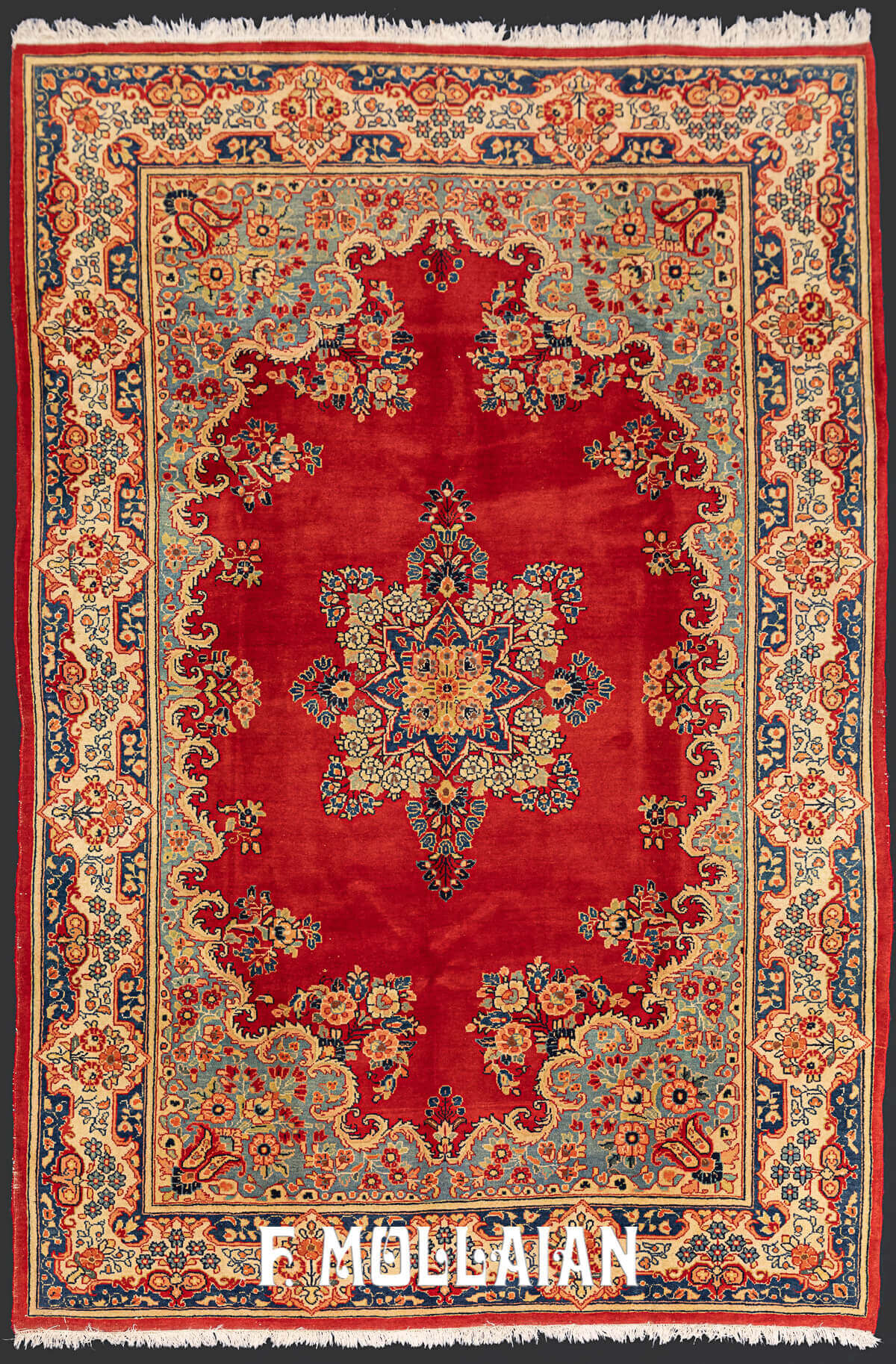 Beautiful Antique Persian Saruk Red Open-Field Medallion Rug n°:98308802